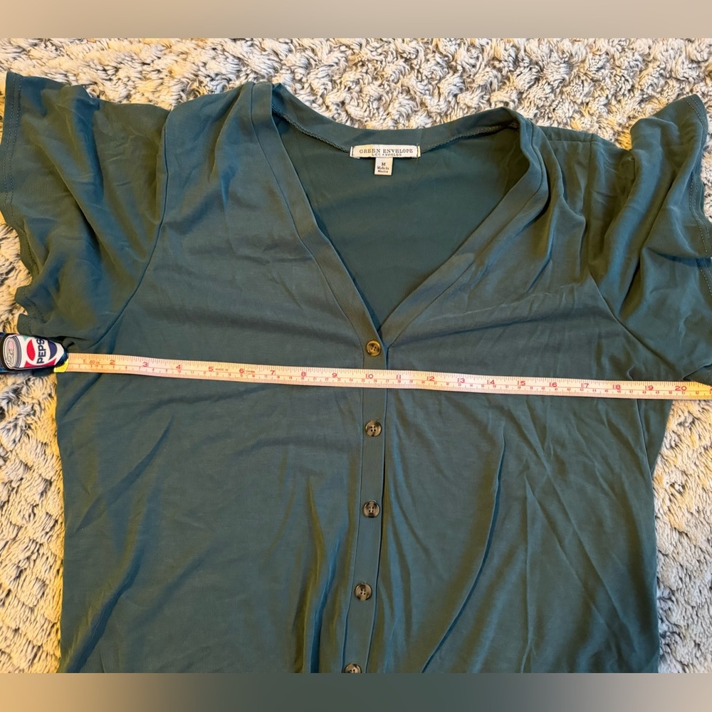 Green Envelope button down top M - Picture 6 of 6